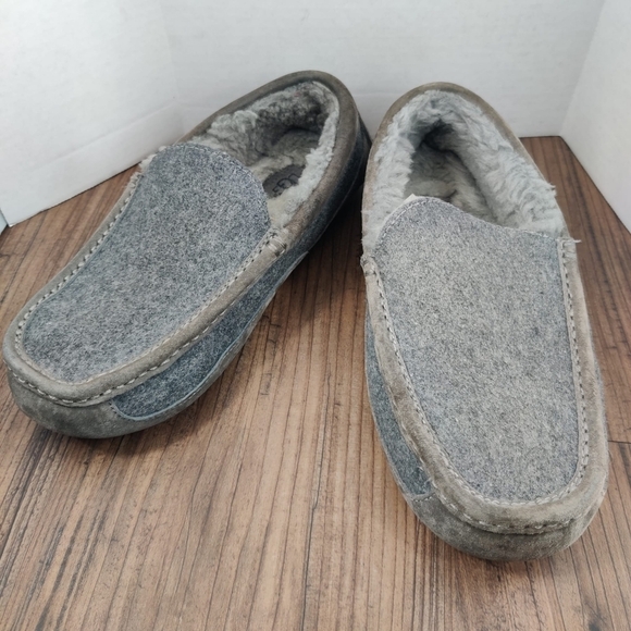 UGG Slippers Ascot Wool Gray Suede Moc Toe Moccasin Slip On Loafer Lined Men's 8 - Picture 4 of 16